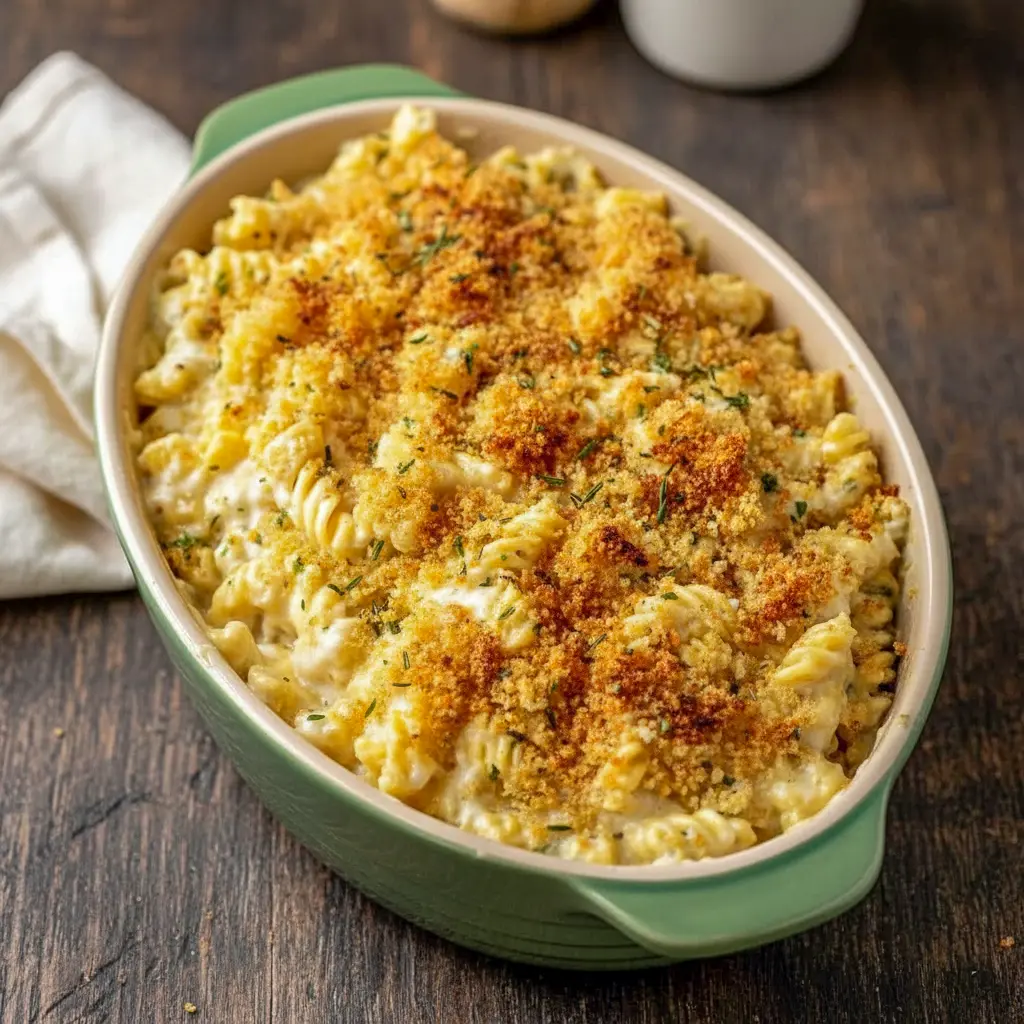 Creamy homemade Boursin mac and cheese served in a bowl with a buttery breadcrumb topping, inspired by Boursin Cheese Recipes, ideal for cozy Pasta Dinner Recipes, a comforting Mac N Cheese Recipe, and versatile enough for casual Side Dish Recipes.