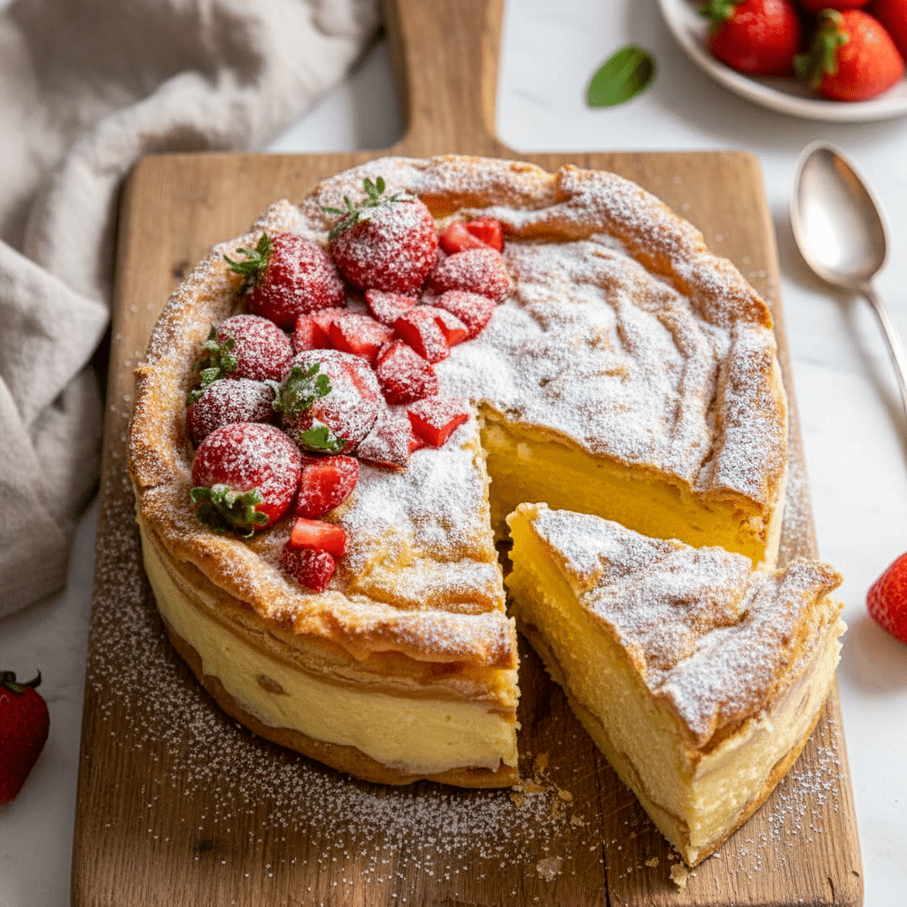 Stunning Carpathian Cream Cake with airy choux pastry and creamy filling, a beautiful example of Polish Baking Recipes inspired by traditional mountain-style desserts.
