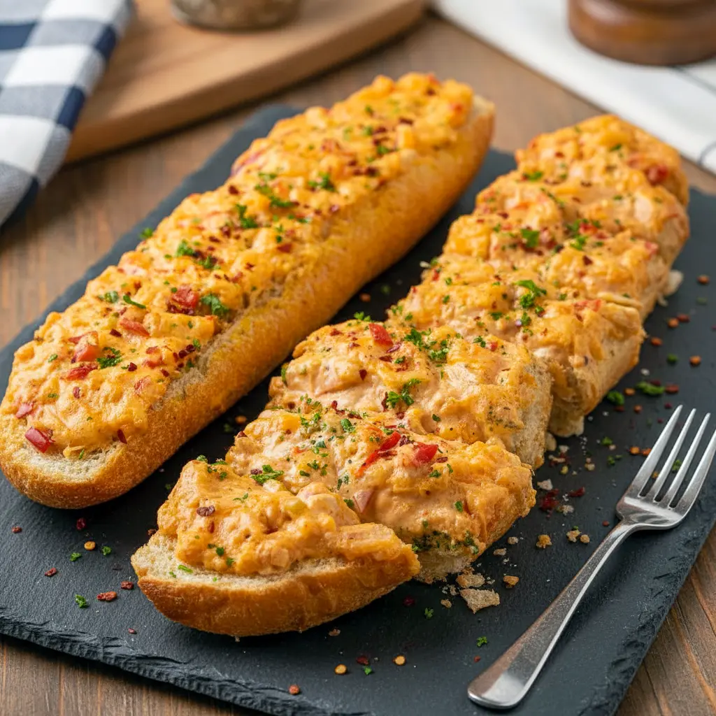 This Crawfish Bread Recipe features crusty French bread filled with cheesy crawfish, Cajun seasoning, and butter, baked until gooey and golden for an easy Crawfish Bread Recipe Easy appetizer packed with Southern flavor.