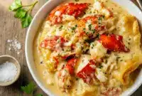 Ultimate Seafood Dinner - Lobster Pot Pie That Feels Like a Five-Star Dinner1 Golden baked lobster pot pie fresh from the oven, featuring a flaky crust and creamy seafood filling, served as an elegant Seafood Recipe with classic Seafood Side Dishes, showcasing a comforting Seafood Pot Pie Recipe ideal for special occasions and cozy family dinners, one of the most indulgent Lobster Pot Pies you can make at home.