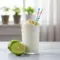 Glass of Key Lime Pie Protein Smoothie topped with graham cracker crumbs, showing a creamy citrus drink that tastes like dessert but works as a healthy protein smoothie.