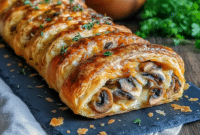 Write a short description and image alt text for Pinterest for my pin titled: Addictive Savory Mushroom Puff Pastry – Creamy Gruyère Stuffed Braid It Must contain at least one of the keyword below and bold each word you used, the first keyword must always be used for the pinterest description and the alt image text, Use the first keyword on the first sentence but not necessarily the first word: Savory Mushroom Puff Pastry Pastry Puff Dinner Recipes Stuffed Puff Pastry Garlic Mushroom Puff Pastry Mushroom Puff Pastry Recipes Mushroom Puff Pastry Creamy Mushroom Puff Pastry Braid Mushroom Puff Pastry Dish Mushrooms Puff Pastry