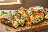 Chicken Wraps filled with baked Garlic Chicken, melted cheese, and herbs wrapped in golden tortillas, served as an easy homemade dinner idea.