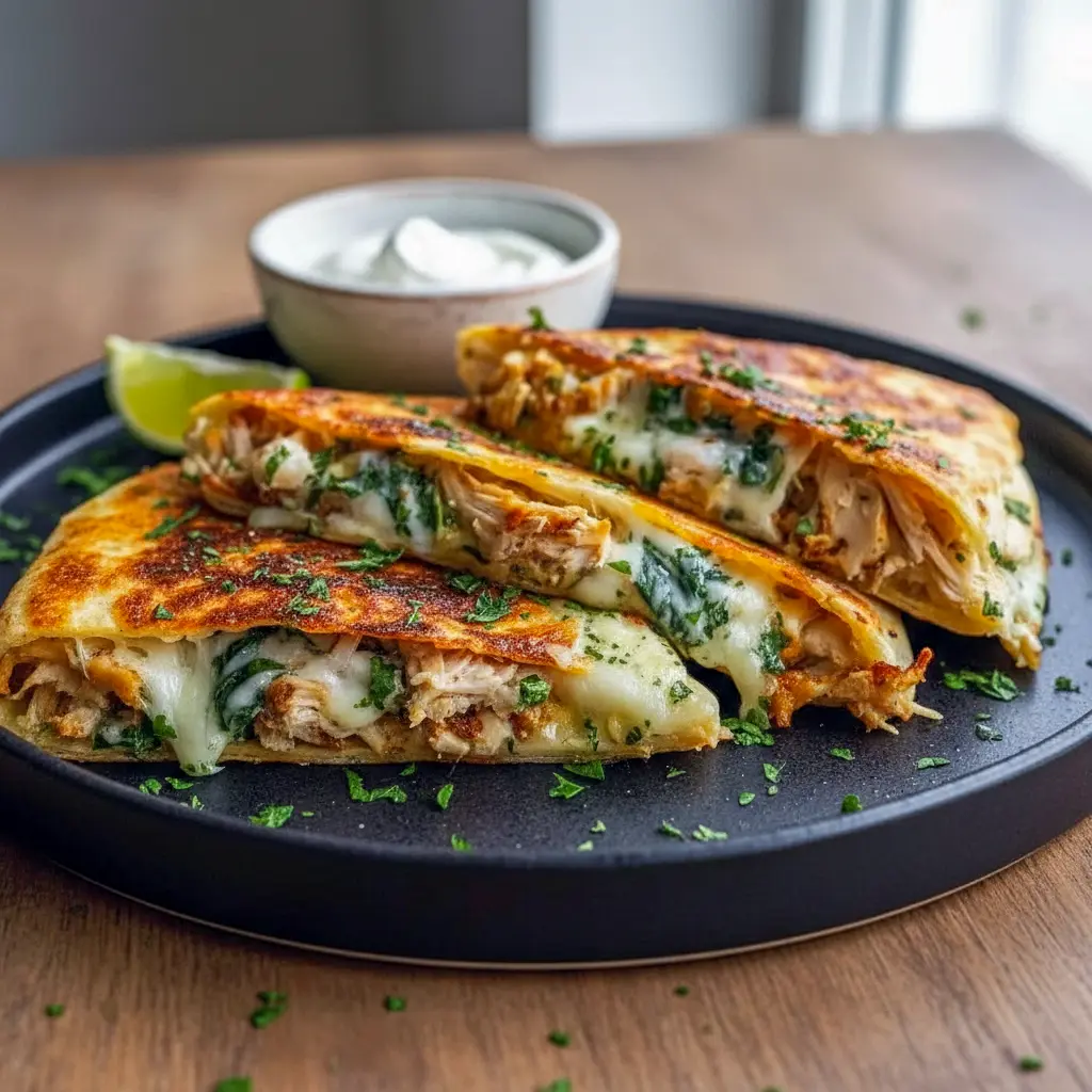 Chicken Wraps filled with baked Garlic Chicken, melted cheese, and herbs wrapped in golden tortillas, served as an easy homemade dinner idea.