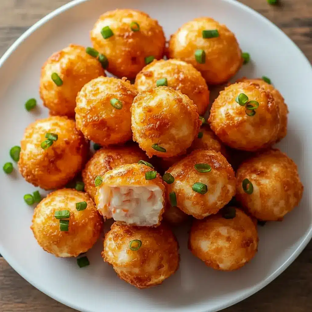 Golden fried crab rangoon bombs plated hot and crisp — this Seafood Delight Recipe showcases creamy seafood centers inside crunchy wrappers, perfect Appetizer Snacks for sharing.