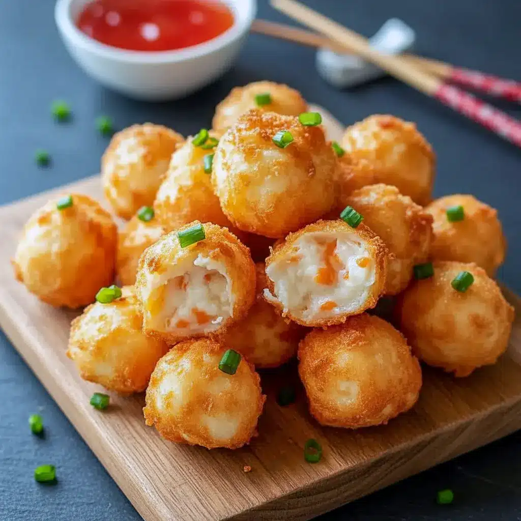 Golden fried crab rangoon bombs plated hot and crisp — this Seafood Delight Recipe showcases creamy seafood centers inside crunchy wrappers, perfect Appetizer Snacks for sharing.