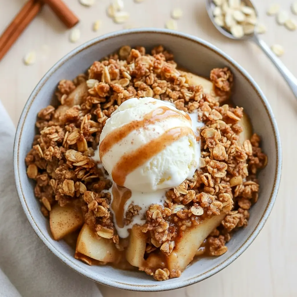 Warm ramekin apple crisp highlighting Healthy Dessert Ideas With Fruit, topped with golden crumble — a High Protein Baked Snacks option that looks rich, cozy, and guilt-free.