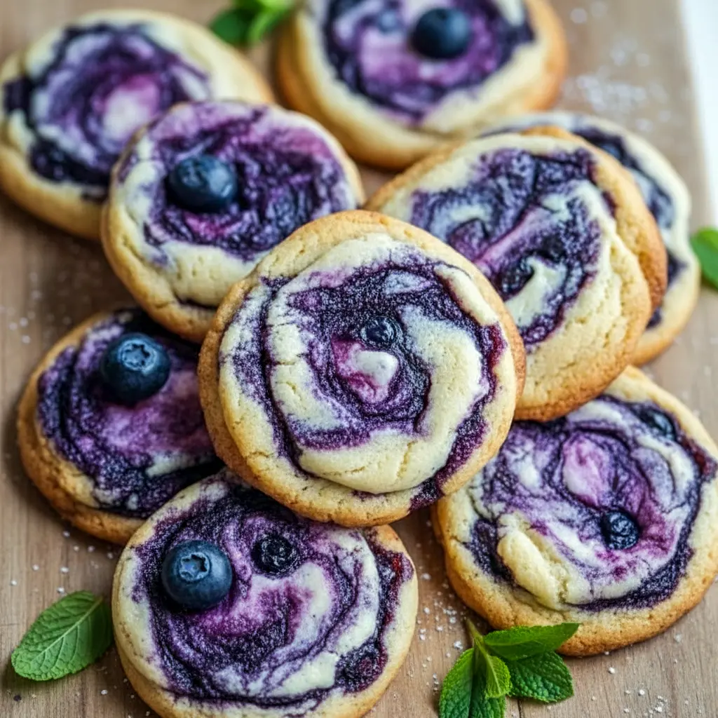 These Baked Goods With Blueberries showcase soft blueberry cheesecake cookies with creamy centers and golden edges — a bakery-worthy treat inspired by Gourmet Cookie Recipes.