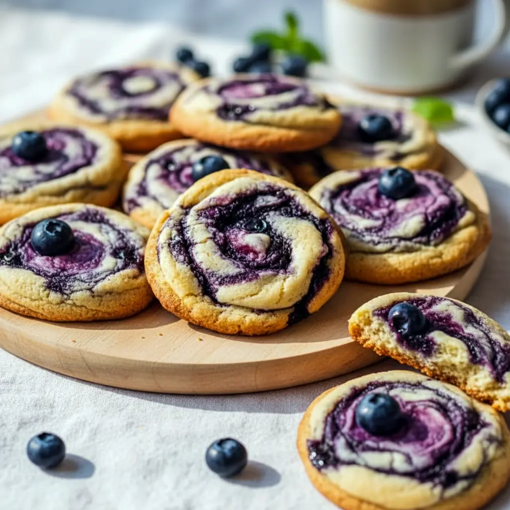 These Baked Goods With Blueberries showcase soft blueberry cheesecake cookies with creamy centers and golden edges — a bakery-worthy treat inspired by Gourmet Cookie Recipes.