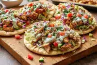 Golden sheet pan chicken stuffed into warm pita pockets with crunchy slaw — a perfect Family Friendly Weeknight Dinners idea styled as colorful Pita Meals ready for sharing.