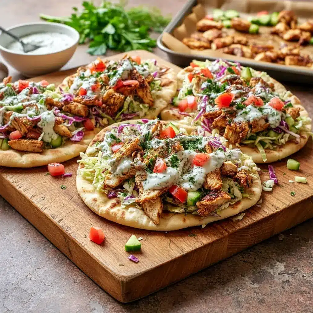 Golden sheet pan chicken stuffed into warm pita pockets with crunchy slaw — a perfect Family Friendly Weeknight Dinners idea styled as colorful Pita Meals ready for sharing.