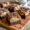 A tray of Tasty Treats To Make featuring fudgy banana bread brownies sliced into squares, showcasing a dense chocolate center ideal for Easy Desserts Banana fans and irresistible Banana Brownie Recipes cravings.