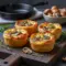Individual mushroom Gruyère pot pies baked in flaky pastry, showcasing Pie Savory layers and creamy filling, styled as elegant Mini Pie Crust Appetizers and rich Mushroom Dishes Recipes for entertaining.