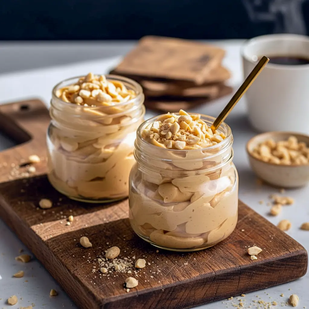 Keto Recipes With Peanut Butter like this ultra-creamy No Sugar Peanut Butter Mousse served in a glass, showcasing a smooth, fluffy texture perfect for Peanut Butter Mousse Keto desserts.