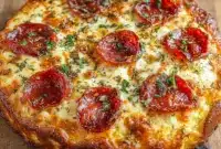 Baked Pizza Cottage Cheese bowl with marinara, melted mozzarella, bell peppers, and spinach — a colorful, protein-packed twist on Heart Healthy Pizza and creative Meals Using Cottage Cheese.