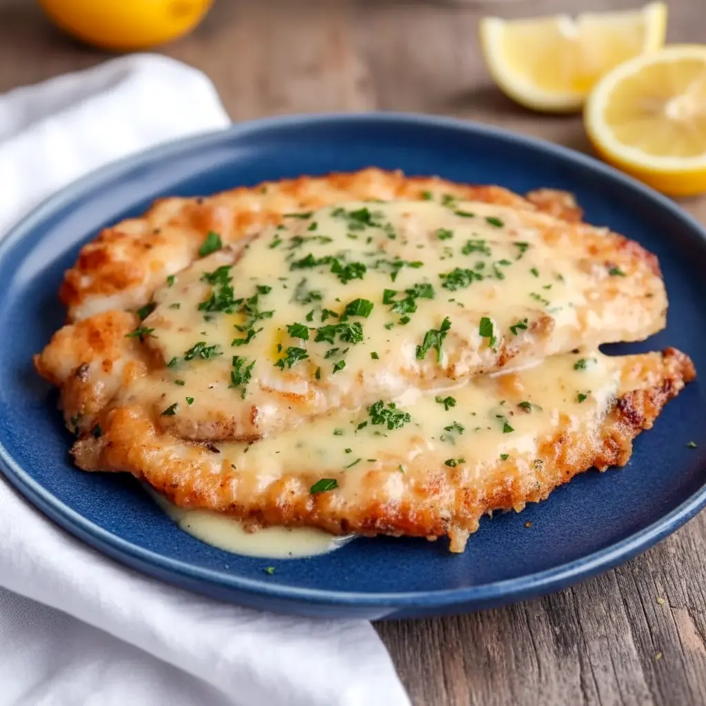 Golden Flounder Francaise fillets topped with lemon butter sauce, a perfect Lemon Garlic Flounder Dinner and elegant option from Flounder Dinner Recipes and Fish Recipes Flounder collections.