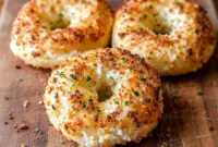 Freshly baked Garlic Parmesan Cottage Cheese Bagels served warm, a perfect option for Healthy Low Carb High Protein Snacks and easy meal prep.