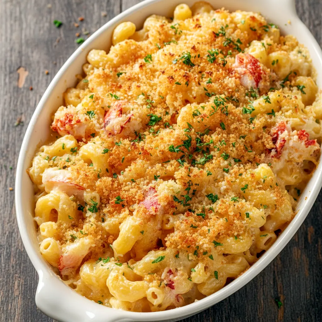 Golden baked Seafood Mac and Cheese topped with shrimp and crab, rich and bubbly Creamy Seafood Mac And Cheese perfect for lovers of Crab And Shrimp Mac And Cheese and classic Mac And Cheese With Seafood.