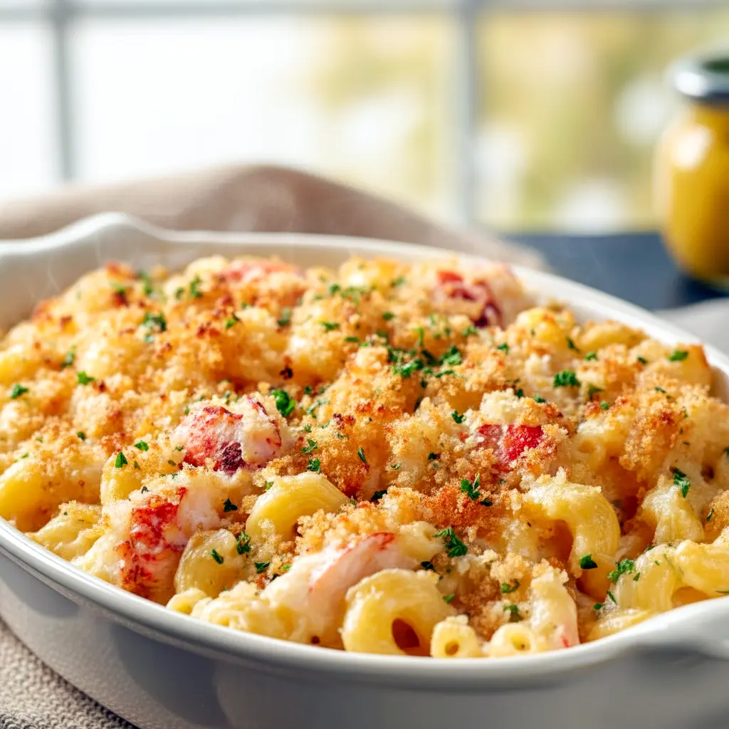 Golden baked Seafood Mac and Cheese topped with shrimp and crab, rich and bubbly Creamy Seafood Mac And Cheese perfect for lovers of Crab And Shrimp Mac And Cheese and classic Mac And Cheese With Seafood.