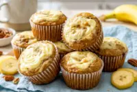 Banana Cream Cheese Muffins – Soft Banana Bread Muffins With Cream Cheese1 Freshly baked Banana Cream Cheese Muffins with creamy swirls and soft texture, inspired by Banana Bread Muffins With Cream Cheese and delicious Banana Cheesecake Muffins.