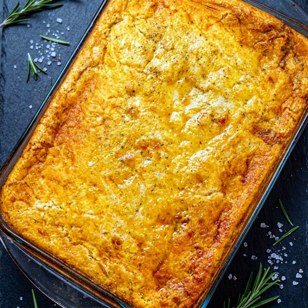 Golden baked Cheddar Bay Spaghetti Casserole topped with cheesy biscuit crust makes the ultimate Cheesy Pasta Casserole for dinner night.