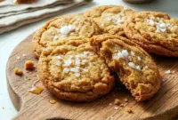 Freshly baked Salted Honey Cookies with flaky sea salt, glossy cracked tops, and chewy centers styled as Soft Gooey Cookies and cozy Honey Baked Goods on parchment paper.