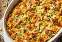 Warm and cheesy BBQ Ranch Chicken Casserole baked with tender chicken and melted cheese, perfect for Meals That Use Rotisserie Chicken and easy family dinners.