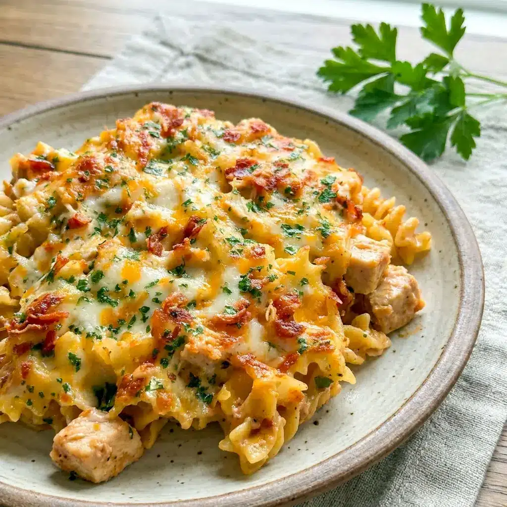 Warm and cheesy BBQ Ranch Chicken Casserole baked with tender chicken and melted cheese, perfect for Meals That Use Rotisserie Chicken and easy family dinners.
