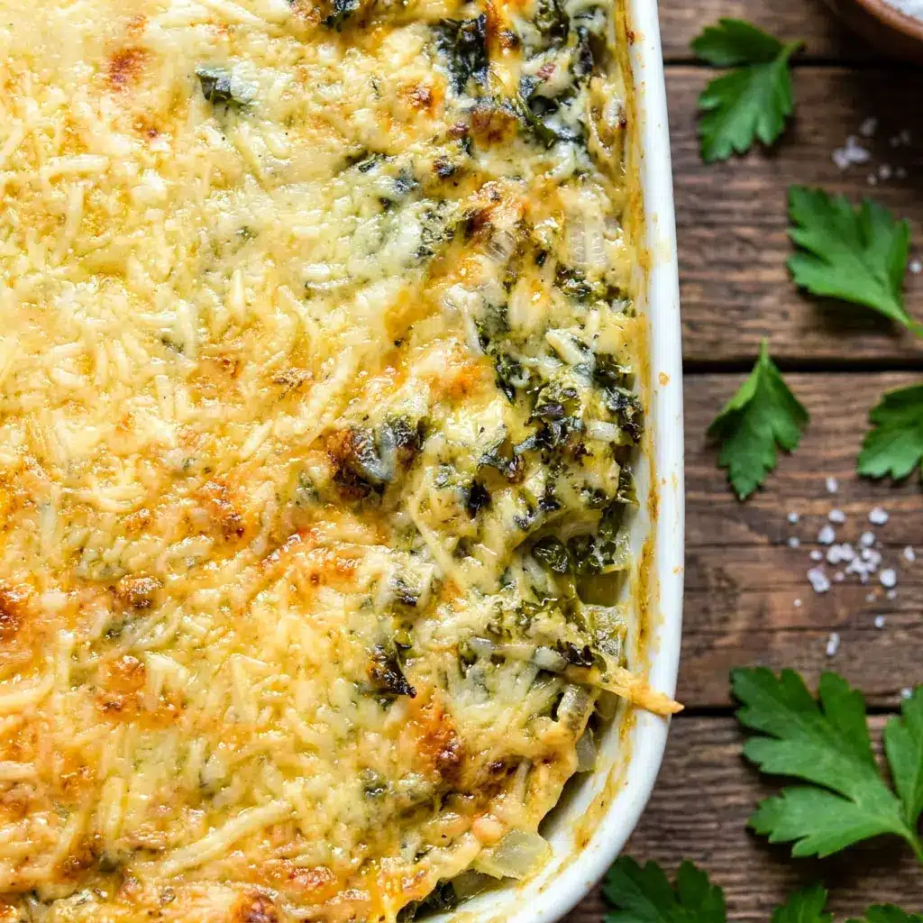 Cheesy Zuppa Toscana Casserole baked with sausage, potatoes, bacon, and kale in a creamy sauce for cozy Easy Italian Meals For Dinner and hearty Soup Casserole Recipes.