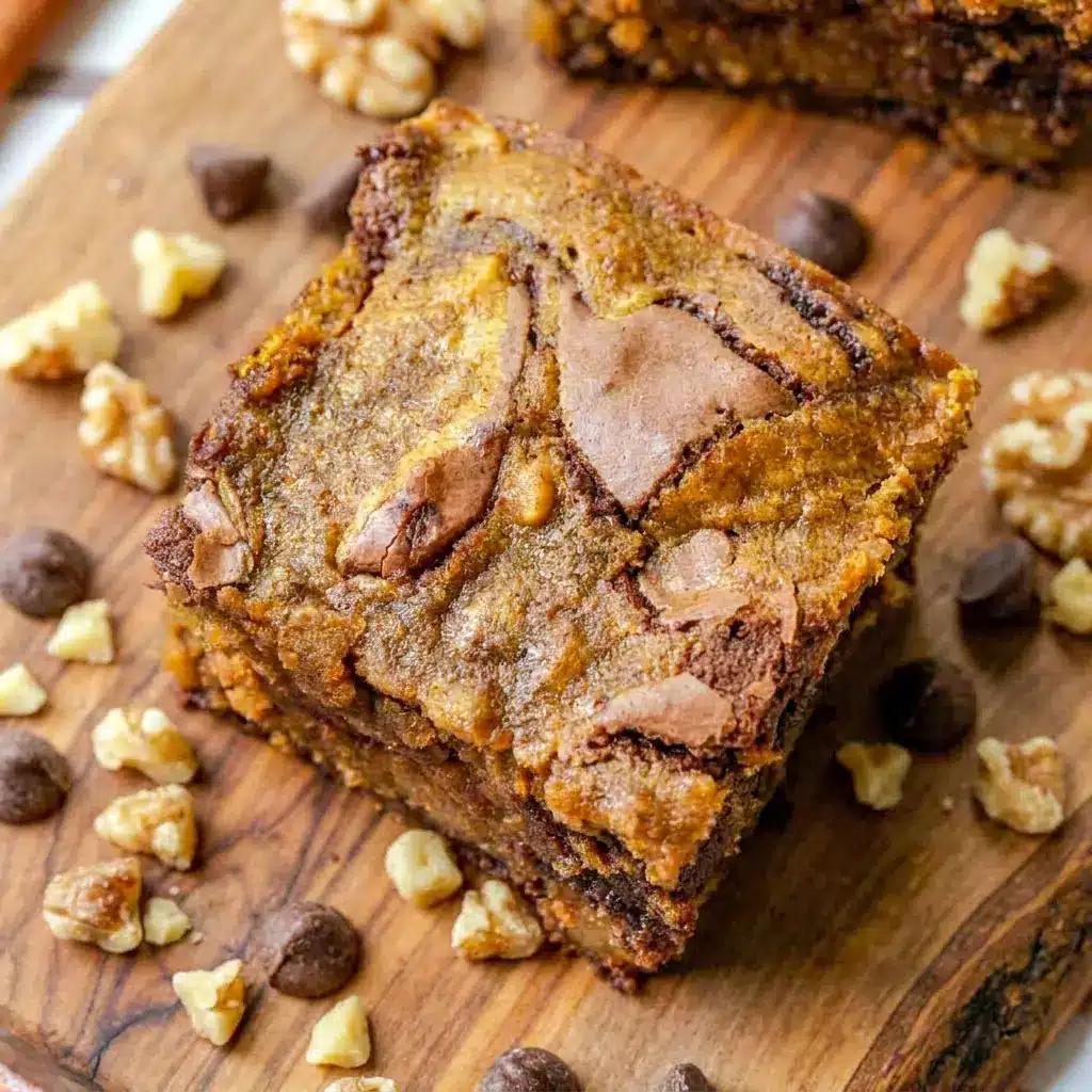 Freshly baked Pumpkin Brownies with rich chocolate swirls and pumpkin spice layers styled as gooey Pumpkin Chocolate Swirl Brownies on a fall dessert table.