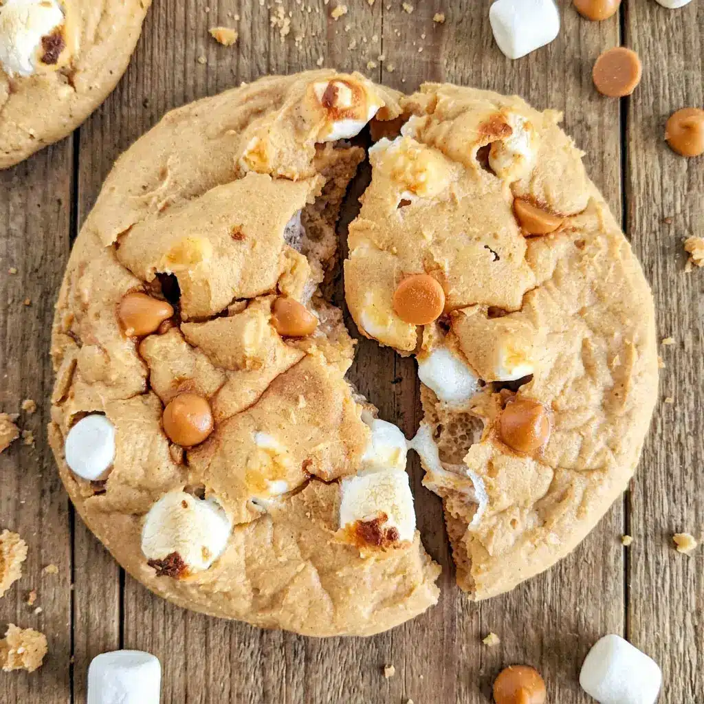 Freshly baked Fluffernutter Protein Cookie with gooey marshmallows and peanut butter flavor, a delicious Protein Cookie For One and cozy Healthy Fluffernutter dessert idea.