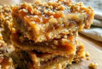 Golden buttery Caramel Crush Bars layered with gooey caramel filling and oat crumble topping, perfect for rich Caramel Desserts and easy Dessert Bars.