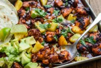 One Pan Chicken and Pineapple Tacos – Flavor-Packed Taco Prep Meals in 30 Minutes1 Fresh and colorful One Pan Chicken and Pineapple Tacos served with avocado and lime, perfect for Taco Prep Meals and flavorful Pineapple Meals.