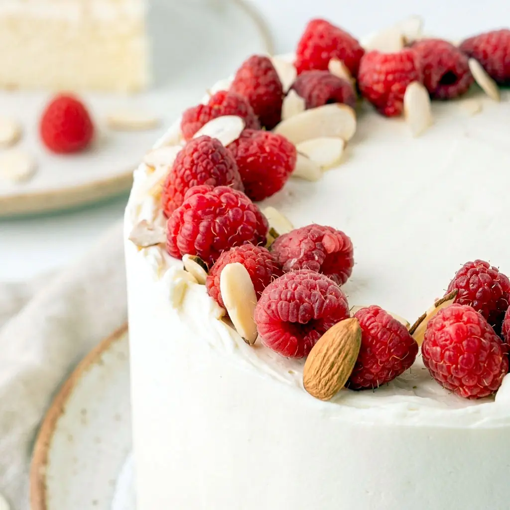 Indulge in a stunning Raspberry Almond Cake—this elegant Raspberry Almond Cake Recipe showcases a layered Almond Raspberry Cake perfect for Wedding Cake Ideas and White Wedding Cake With Raspberry Filling, complete with a luscious Filling For Almond Cake.
