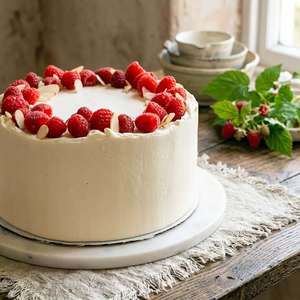 Indulge in a stunning Raspberry Almond Cake—this elegant Raspberry Almond Cake Recipe showcases a layered Almond Raspberry Cake perfect for Wedding Cake Ideas and White Wedding Cake With Raspberry Filling, complete with a luscious Filling For Almond Cake.