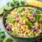 Fresh and colorful Jalapeno Corn Coleslaw topped with grilled corn, crunchy cabbage, and creamy dressing makes the perfect Crunchy Coleslaw Recipe for summer meals and Bbq Food Sides.