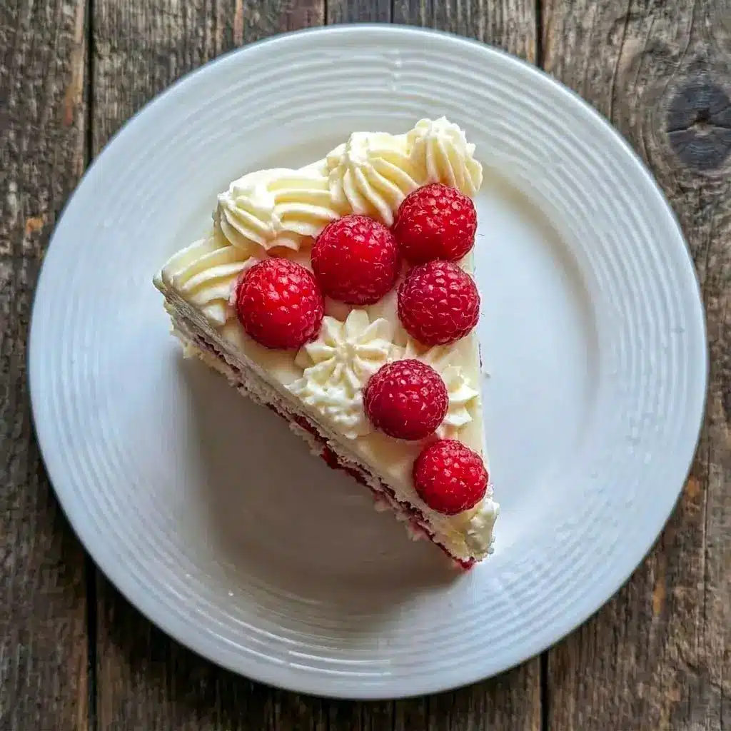 Beautiful White Chocolate Raspberry Dream Cake topped with raspberries and creamy frosting, a stunning Best Layered Cake and elegant choice for Birthdays Desserts and Cakes With Raspberry Filling lovers.