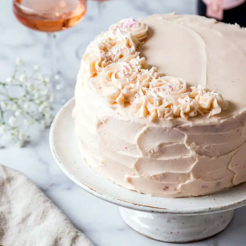 Elegant Pink Champagne Cake with delicate pink layers and a beautiful Cake With Pink Icing, perfect for Womens Birthday Cakes and Pretty Cakes For Women Birthdays.