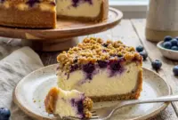 Blueberry Crumble Cheesecake Recipe Bakery-Style Dessert Party Showstopper Blueberry Crumble Cheesecake brings a bakery-style finish to Food And Dessert Recipes with creamy filling, juicy berries, and a golden crumble.