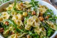 Lemon Arugula Pasta Salad with bright citrus dressing, fresh greens, and a fresh Arugula Pasta finish for a light summer meal.