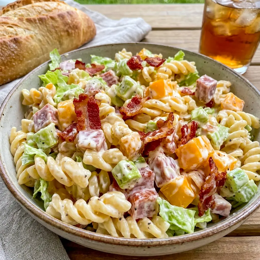 Club Sandwich Pasta Salad is a delicious answer to What To Make For A Crowd at potlucks, picnics, and summer parties.