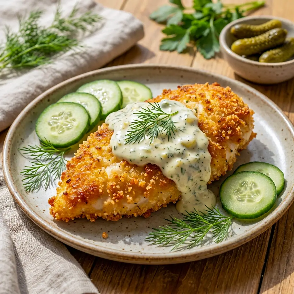 This skillet-style serving of Crispy Dill Pickle Parmesan Chicken is one of those Good To Make For Dinner meals everyone asks for again.
