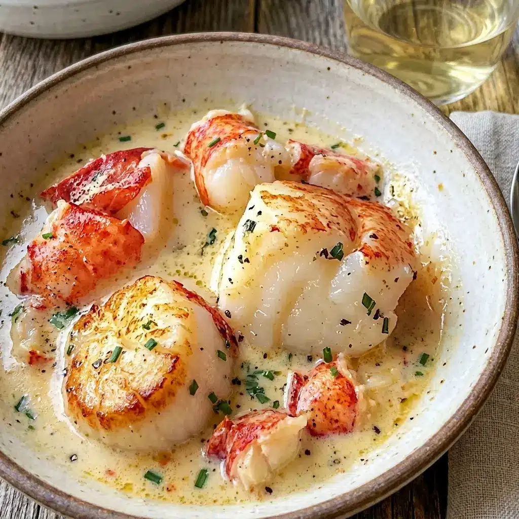 This rich Lobster Scallops Chowder is the perfect choice for Scallops Recipes For Dinner on a cold night.