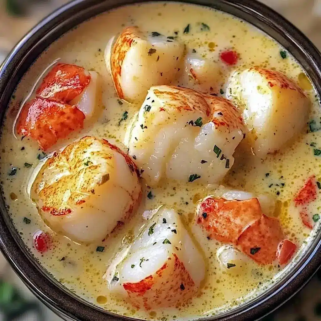 A warm and filling Lobster Scallops Chowder that belongs among the best Shellfish Dinner Recipes for special meals.