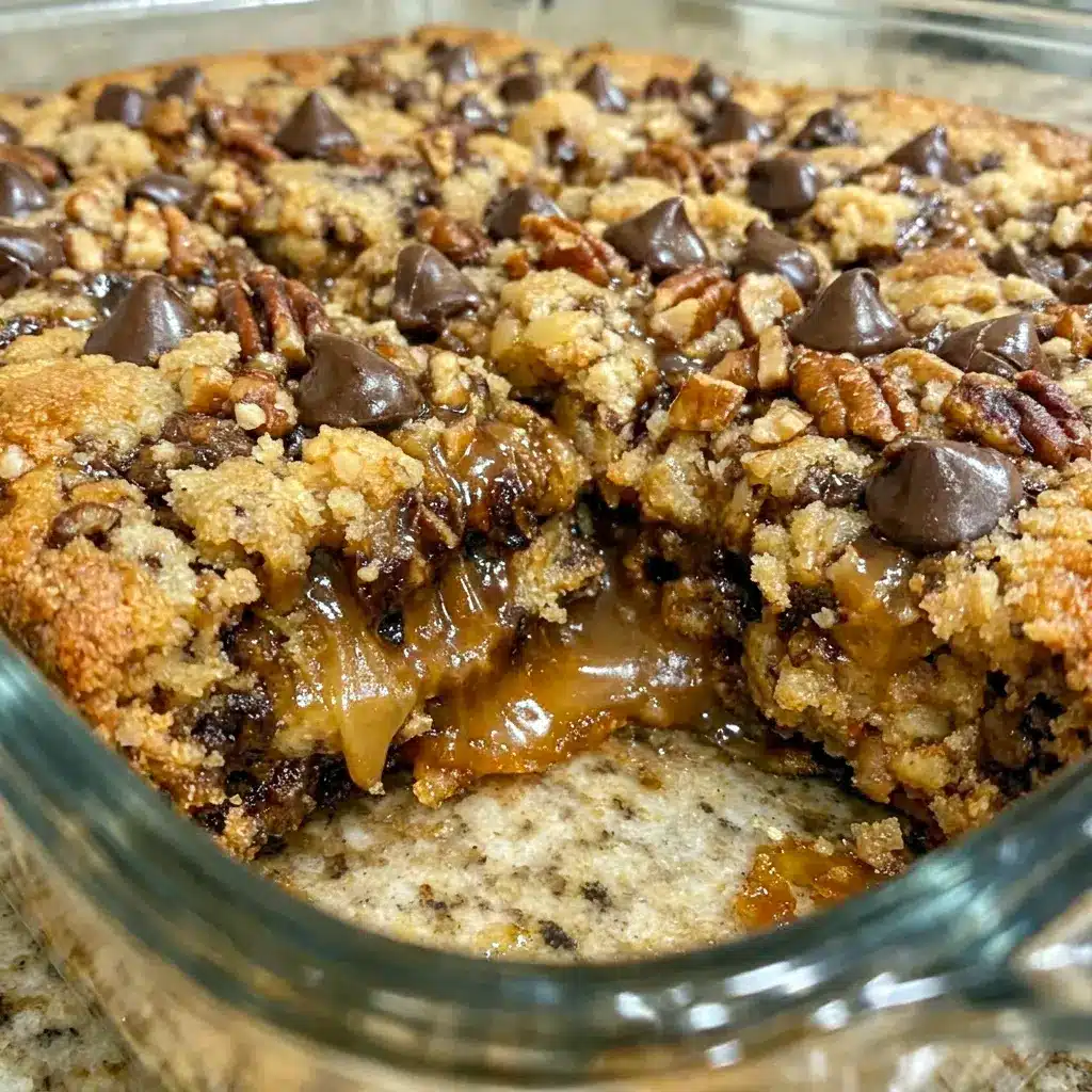 Gooey Easy Turtle Bars with a sweet and nutty Chocolate Coconut dessert vibe.