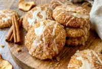 Rolled in cinnamon sugar and drizzled with glaze, these Apple Cider Cookies are one of the coziest Fall Dessert Recipes Cookies around.