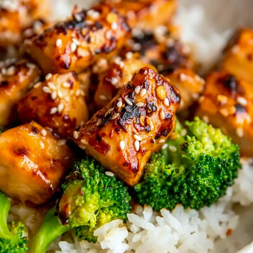 A close-up of the golden, seared salmon shows why these Crispy Orange Salmon Bowls are a top pick for Salmon Bowl Dinner Ideas.