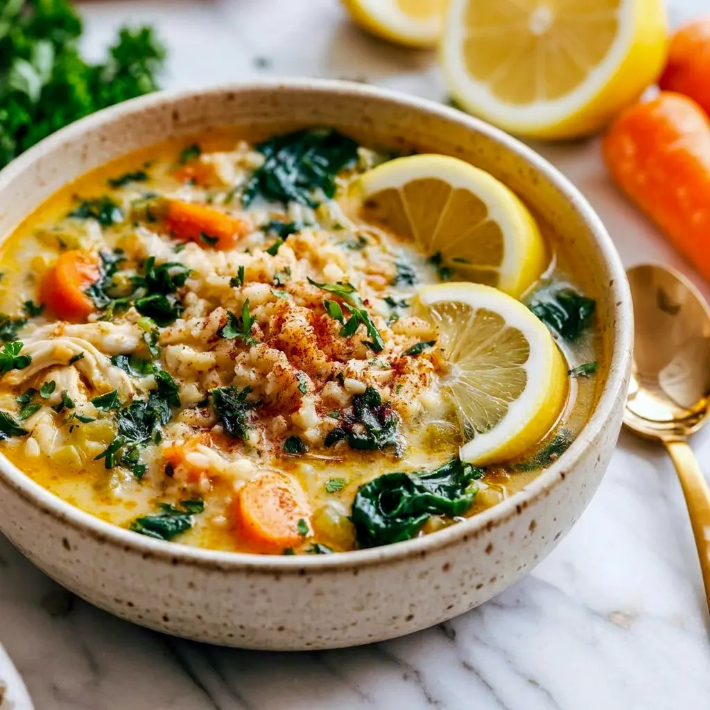 Served warm with crusty bread, this Easy Chicken And Rice Soup is exactly the kind of Healthy Fall Soup the season calls for.
