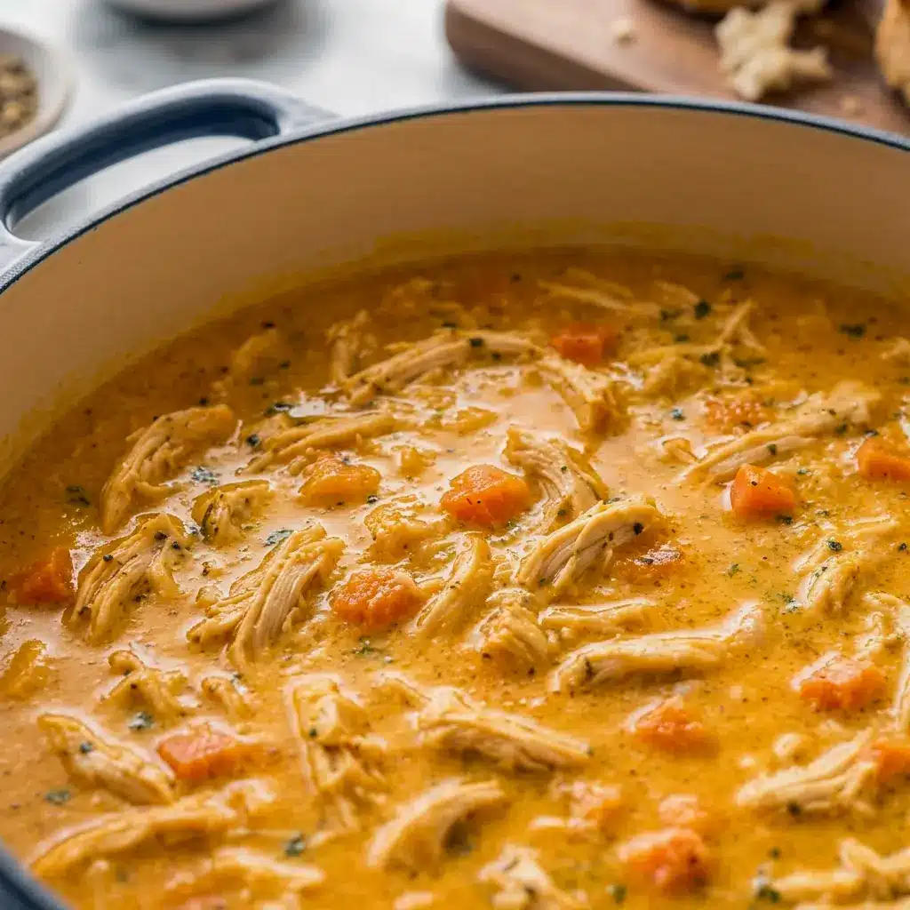 Portioned into containers, this Pumpkin Chicken Soup is perfect for anyone exploring new Fall Meal Recipes.