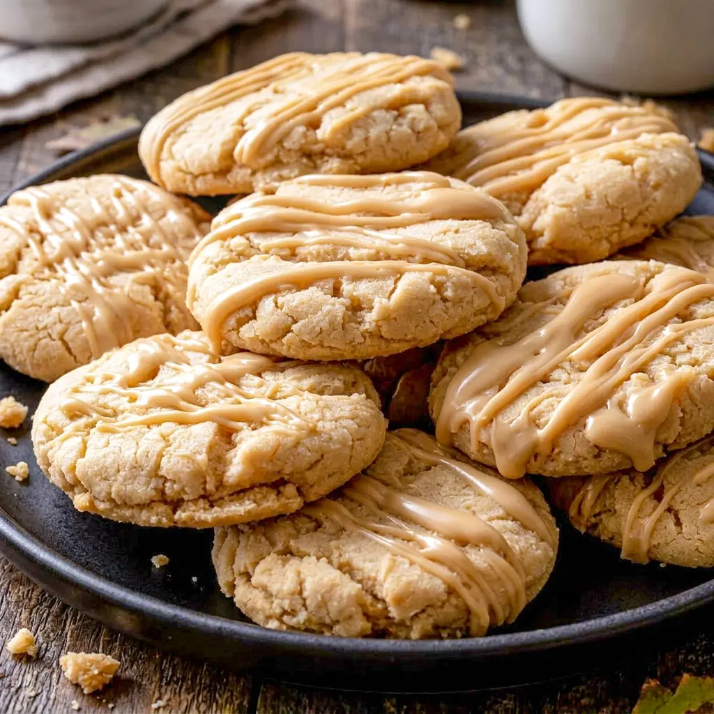 A batch of Soft Maple Sugar Cookies cooling on a tray, drizzled with icing as part of a simple Baking project for fall.